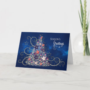 USA Patriotic Christmas, Season's Greetings, Tree Card