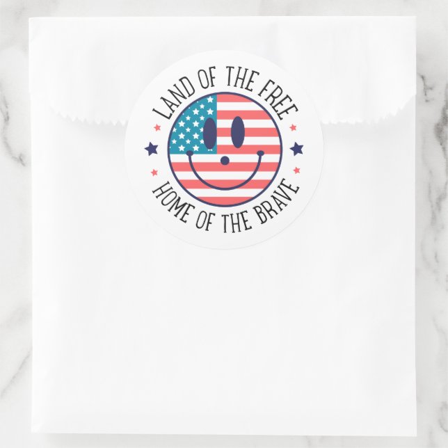 USA Patriotic  Classic Round Sticker (Bag)