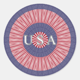 USA Patriotic Classic Round Sticker, Glossy Sticker
