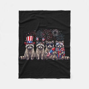 Usa patriotic cute racoon men women kids funny fleece blanket
