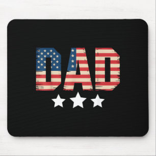 Usa Patriotic Dad Fathers Day Aamerican Flag 4th Mouse Pad