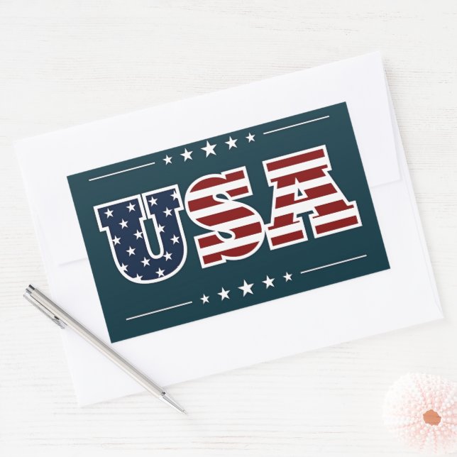 USA, patriotic design, Rectangular Sticker (Envelope)