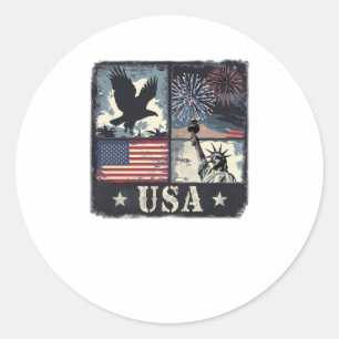 Usa Patriotic Design With Eagle Classic Round Sticker