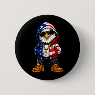 USA Patriotic Eagle 4th of July American Flag 6 Cm Round Badge