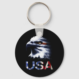 Usa Patriotic Eagle Head - 4th Of July Independenc Key Ring