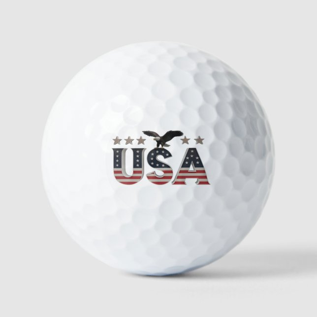 USA Patriotic Eagle + Stars Flag Design for Pride Golf Balls (Front)