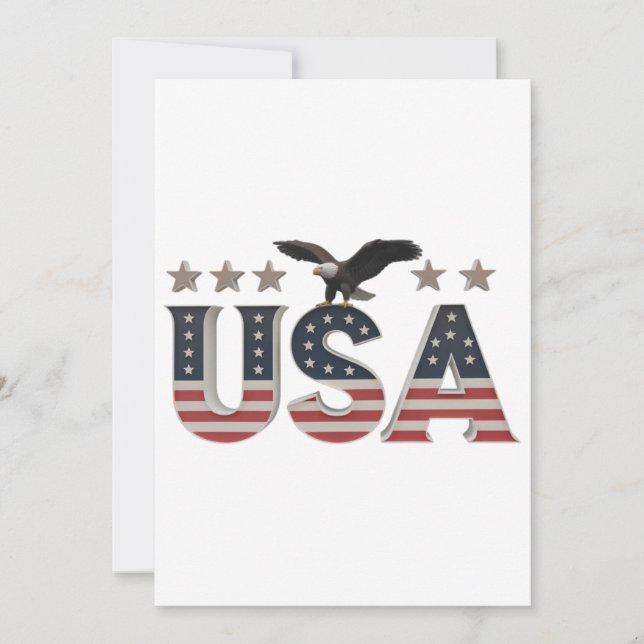 USA Patriotic Eagle + Stars Flag Design for Pride Holiday Card (Front)