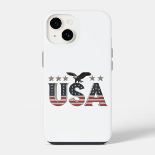 USA Patriotic Eagle + Stars Flag Design for Pride iPhone 14 Case