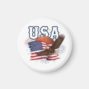 USA Patriotic Eagle with Mars Red Planet Design Magnet