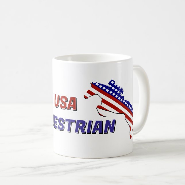 USA Patriotic Equestrian Rider Coffee Mug (Front Right)