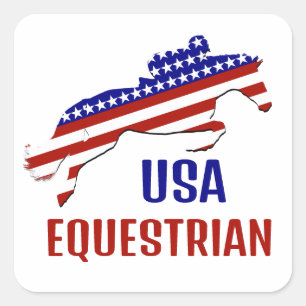 USA Patriotic Equestrian  Square Sticker