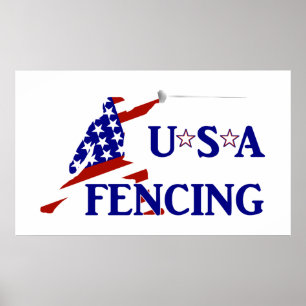 USA Patriotic Fencing En Garde Sports Poster