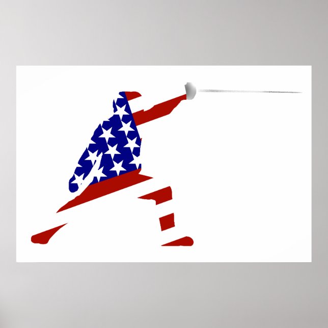 USA Patriotic Fencing En Garde Sports Poster (Front)