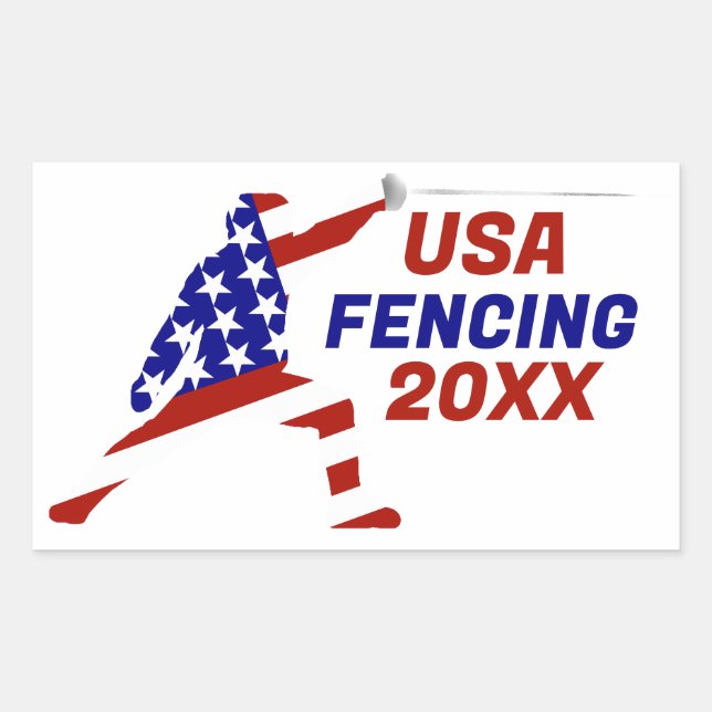 USA Patriotic Fencing En Garde Sports Rectangular Sticker (Front)
