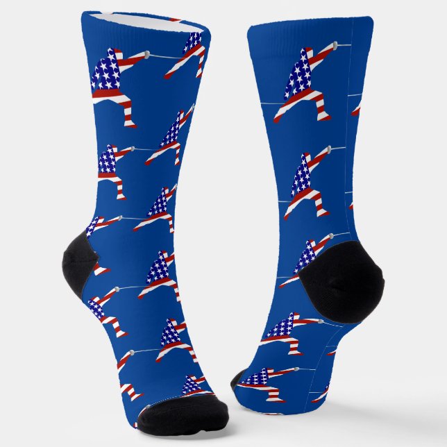 USA Patriotic Fencing En Garde Sports Socks (Angled)