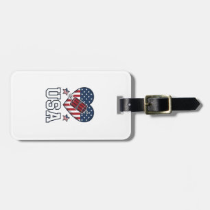USA Patriotic Firecracker Heart Vintage Vector Shi Luggage Tag