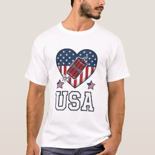 USA Patriotic Firecracker Heart Vintage Vector Shi T-Shirt