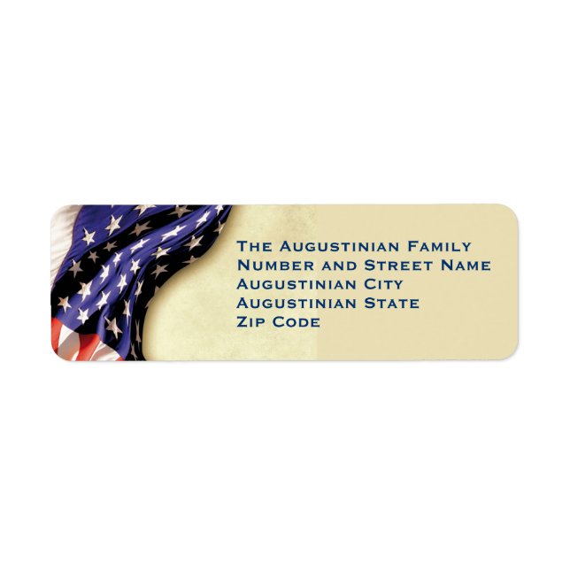 USA Patriotic Flag Customised Return Address Label (Front)