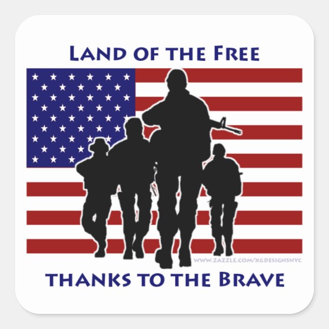 USA Patriotic Flag Soldiers Silhouette Stickers (Front)