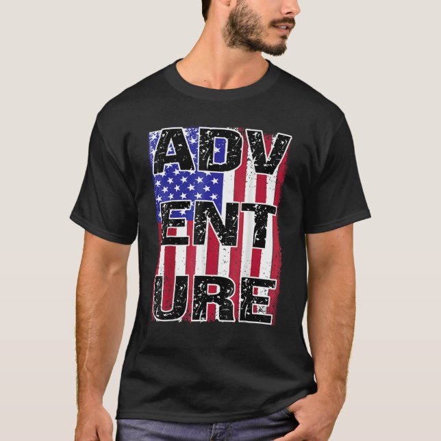USA Patriotic Flag Travel Adventure Nature Wild Ou T-Shirt (Front)