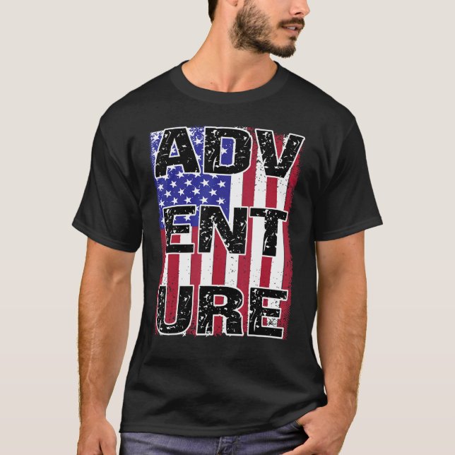 USA Patriotic Flag Travel Adventure Nature Wild Ou T-Shirt (Front)