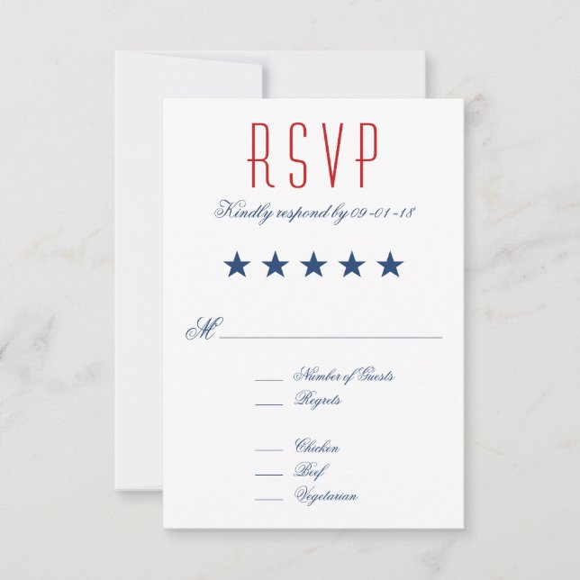 USA Patriotic Flag Wedding RSVP (Front)