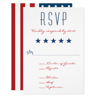 USA Patriotic Flag Wedding RSVP 2 9 Cm 13 Cm Invitation Card