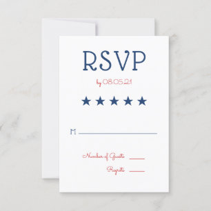 USA Patriotic Flag Wedding RSVP 3 Card