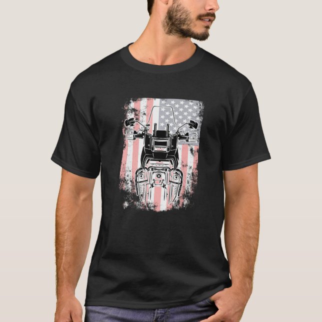USA Patriotic FlagTravel Off Road Biker Trial Adve T-Shirt (Front)