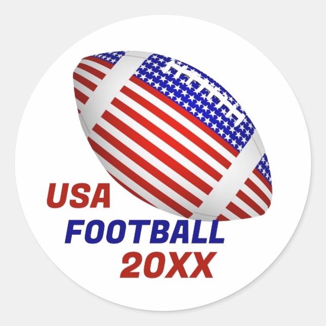 USA Patriotic Football Sports Classic Round Sticker (Front)