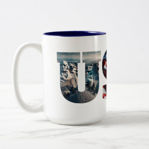 USA Patriotic Iconic American Images Two-Tone Coffee Mug