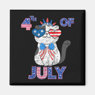 USA Patriotic Independence Day 4th of July Cat Magnet