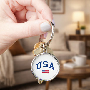 USA Patriotic Independence Day American Flag Key Ring