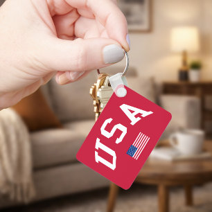 USA Patriotic Independence Day American Flag Key Ring
