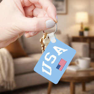 USA Patriotic Independence Day American Flag Key Ring