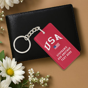 USA Patriotic Independence Day American Flag Key Ring