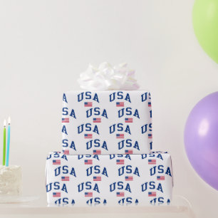 USA Patriotic Independence Day American Flag Wrapping Paper