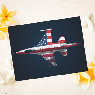 USA Patriotic Jet fighter Airplane Birthday Postcard