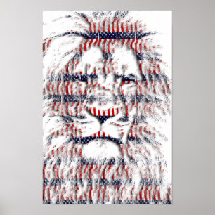 USA Patriotic Lion stars and stripes Abstract Art Poster