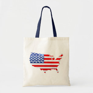 USA Patriotic Map Flag Tote Bag