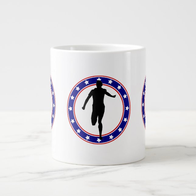 USA Patriotic MARATHON / RELAY RUN Large Coffee Mug (Front)