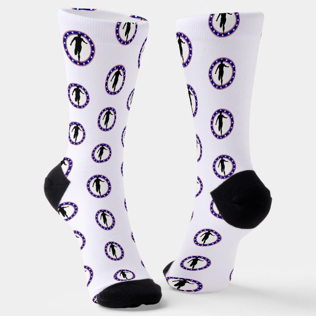 USA Patriotic MARATHON / RELAY RUN Socks (Angled)