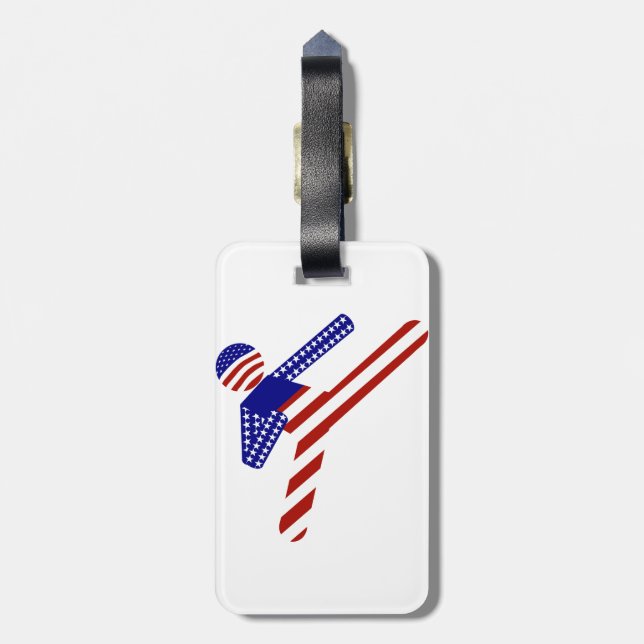 USA Patriotic Martial Arts TAEKWONDO  Luggage Tag (Back Vertical)