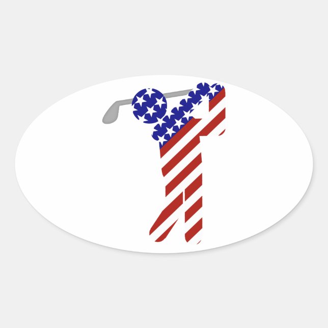 USA Patriotic MEN'S GOLF Oval Sticker (Front)