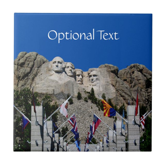 USA Patriotic Mount Rushmore Monument and Flags Tile (Front)