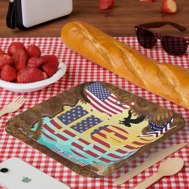 USA Patriotic  Paper Plate (Picnic)