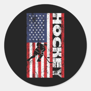 Usa Patriotic Player 4th Of July American Flag Hoc Classic Round Sticker