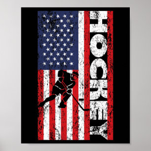 Usa Patriotic Player 4th Of July American Flag Hoc Poster