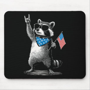 Usa Patriotic Racoon Men Women Kids Funny 4th Of Mouse Pad
