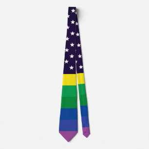 USA Patriotic Rainbow Pride Flag Stars and Stripes Tie
